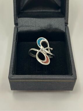 Turquoise Inlay Alpaca Silver Infinity Ring